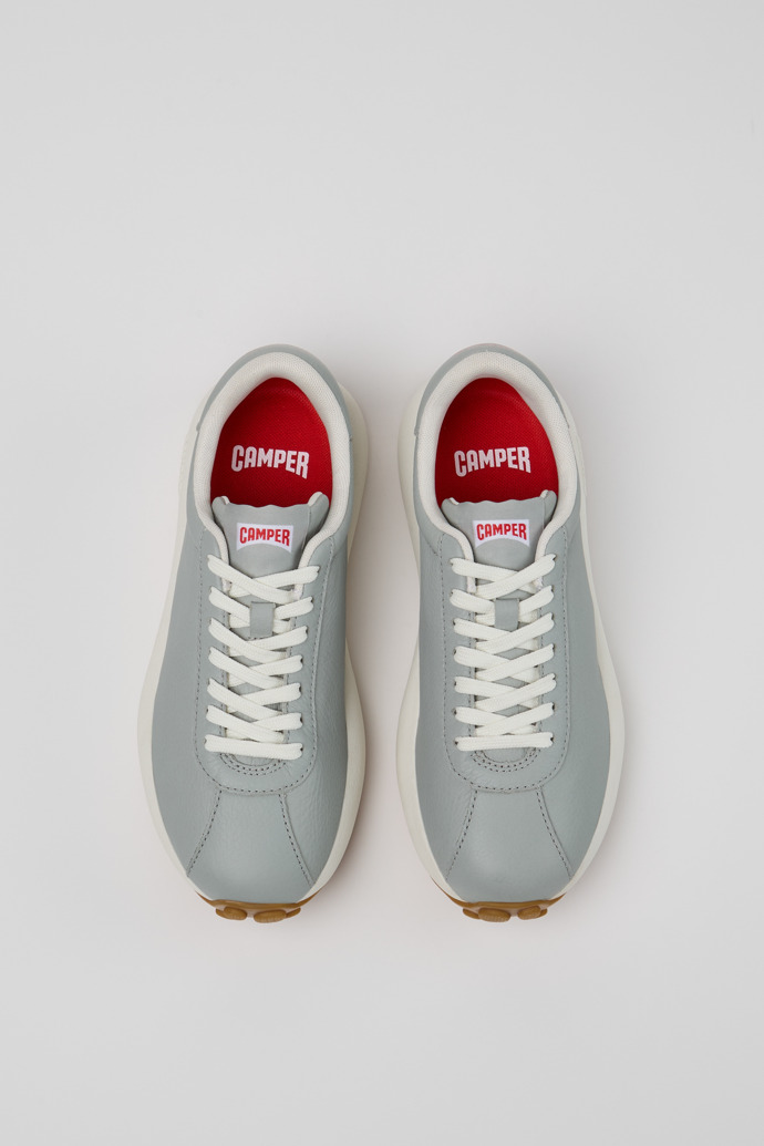 Overhead view of Pelotas Athens Gray Leather Sneaker for Women.