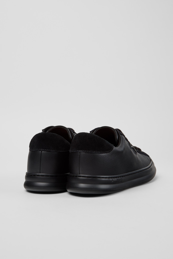 Back view of Runner Black Leather and Nubuck Sneakers for Women.