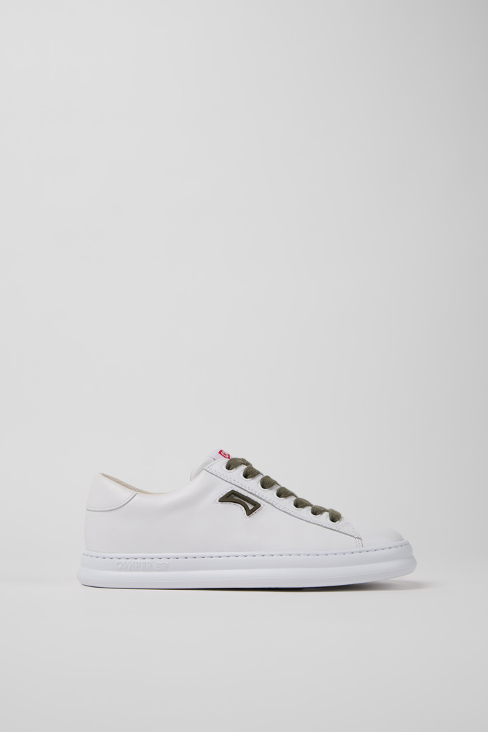 Side view of Runner White Leather Sneakers for Women.