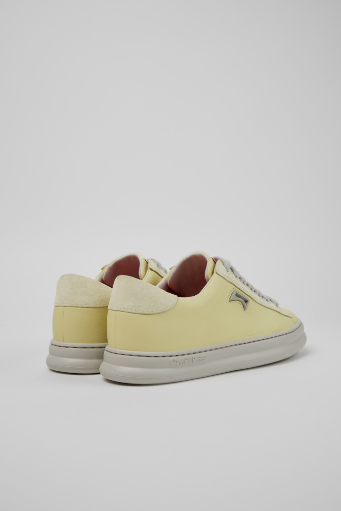 Back view of Runner Yellow Leather and Nubuck Sneakers for Women.