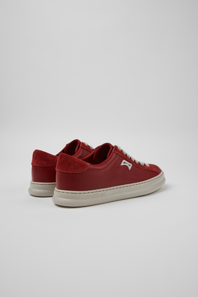 Runner Zapatillas de piel y nobuk burdeos para mujer.