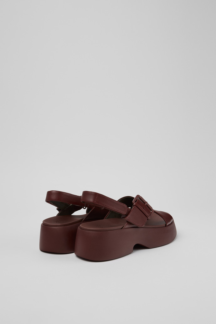 Back view of Tasha Burgundy Leather Sandals for Women.