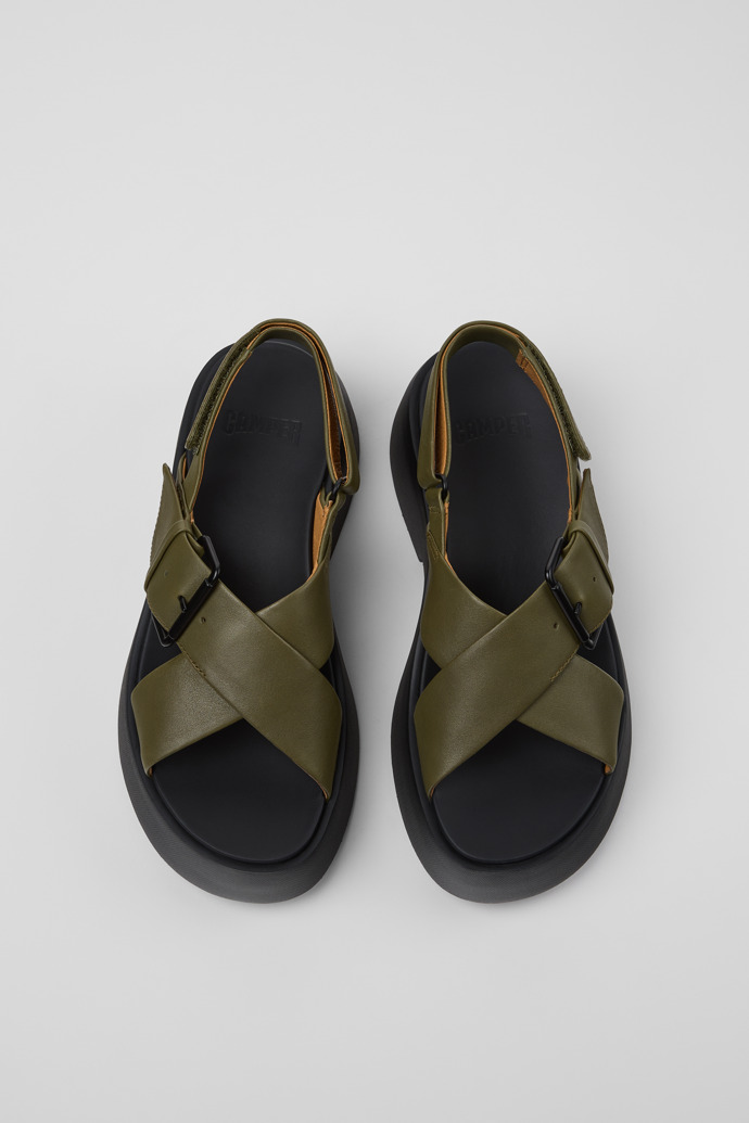 Tasha Grüne Ledersandalen Für Damen.