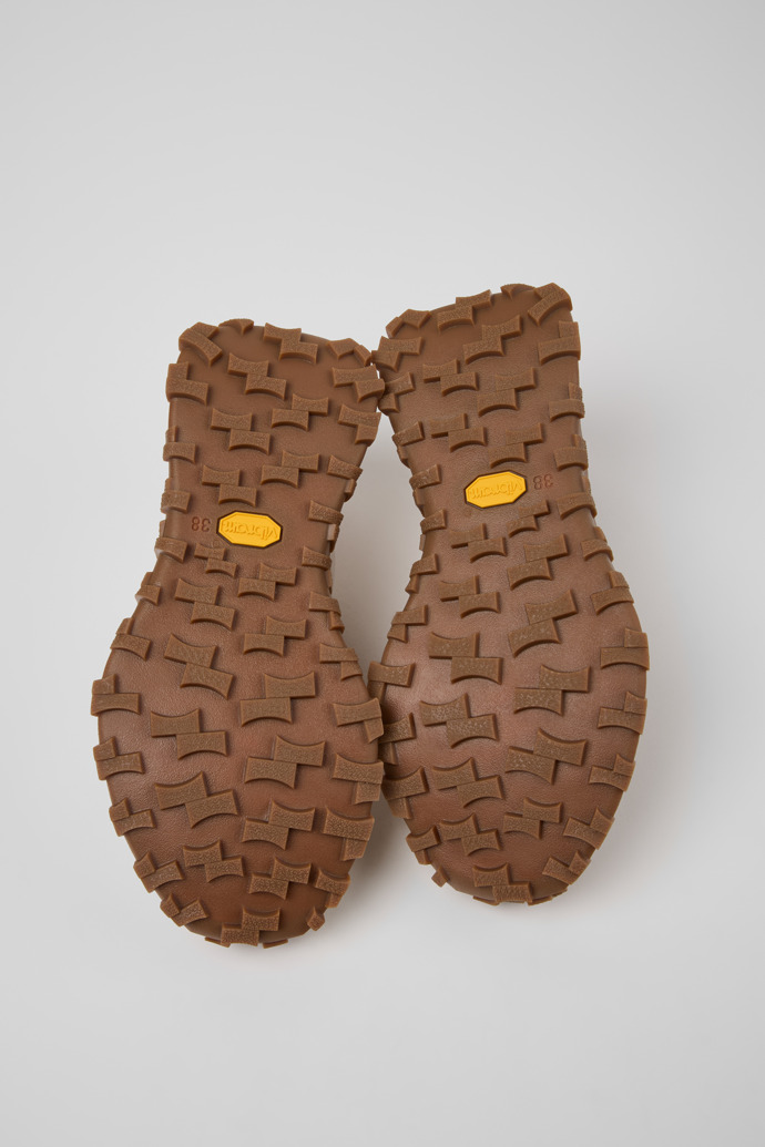 The soles of Twins Beige and Brown Textile Sneakers for Women.