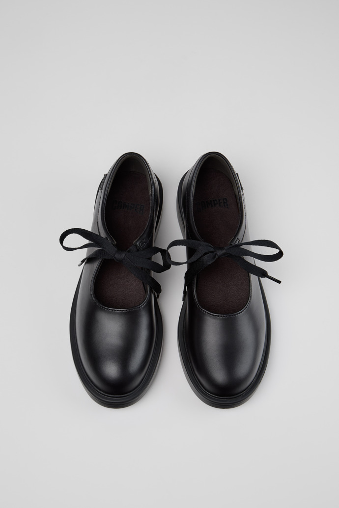 Overhead view of Dean Black Leather Semi-Open Shoes for Women.