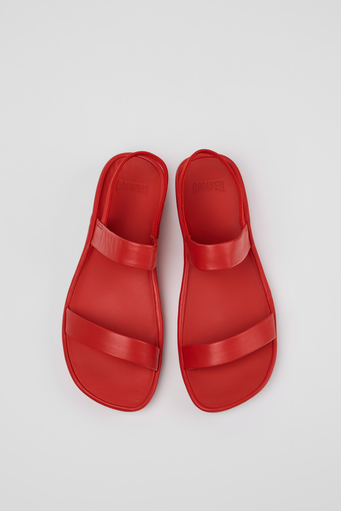 Right Isla Sandalias de piel rojas para mujer.