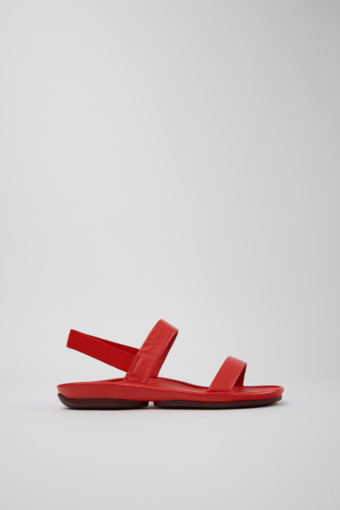 Right Isla Sandalias de piel rojas para mujer.