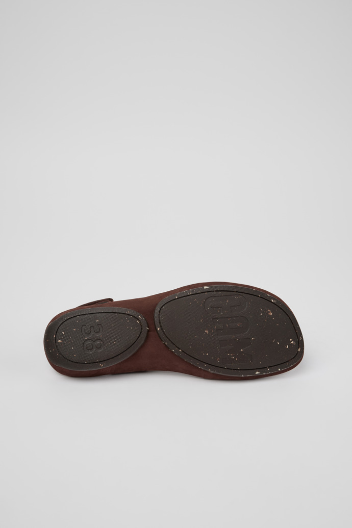 The soles of Right Isla Brown Nubuck Leather Sandals for Women.