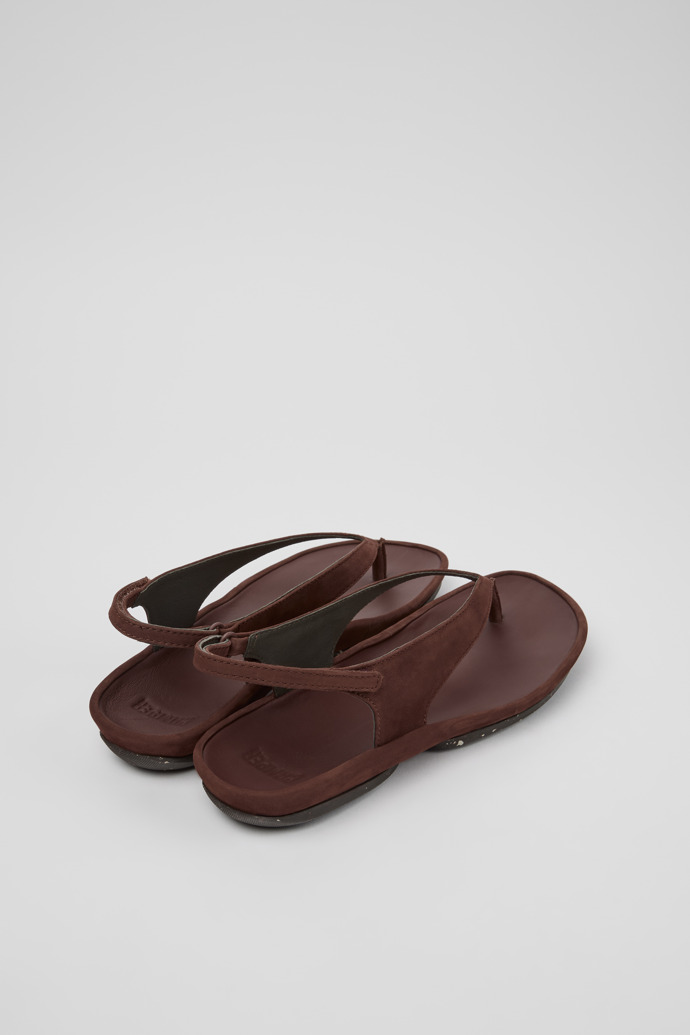 Back view of Right Isla Brown Nubuck Leather Sandals for Women.