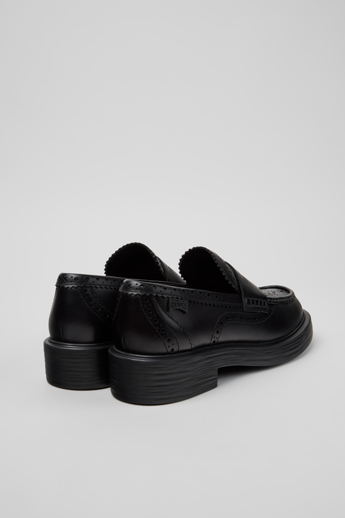 Back view of Twins Black Leather Moccasins for Women.