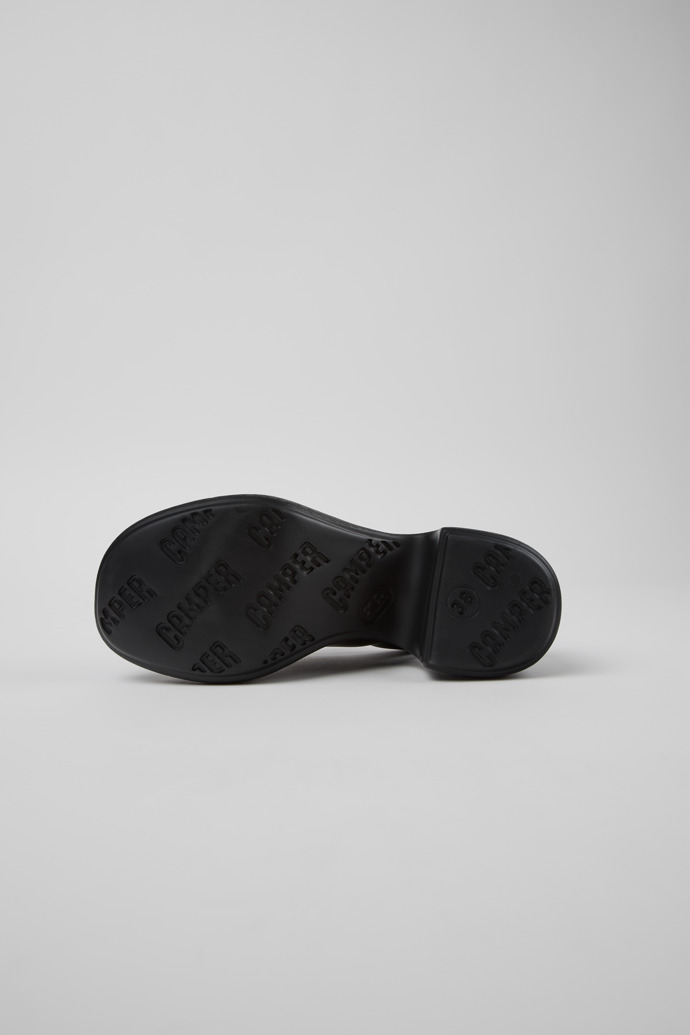 The soles of Thelma Sandal Black Leather Sandals for Women.