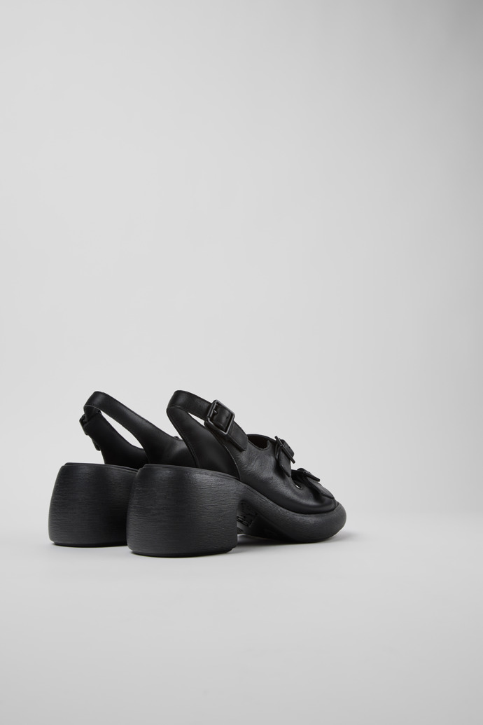 Back view of Thelma Sandal Black Leather Sandals for Women.