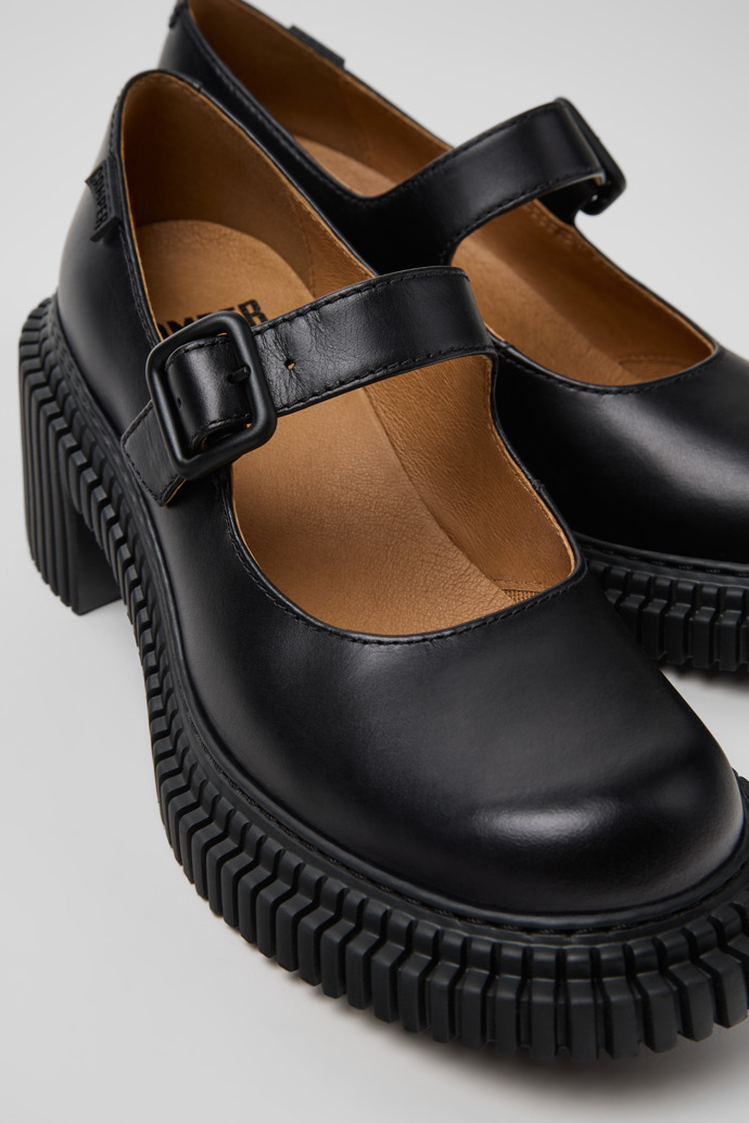 Pix London Mocasines de piel negros para mujer.