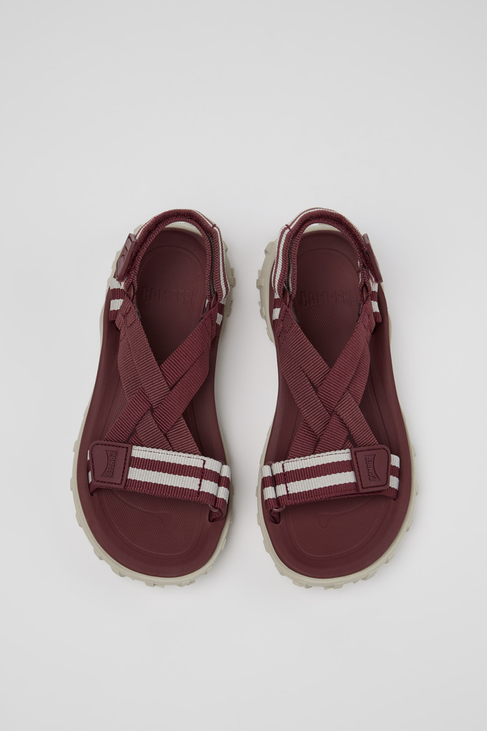 Overhead view of Drift Trail Sandal Burgundy Textile Sandals for Women.