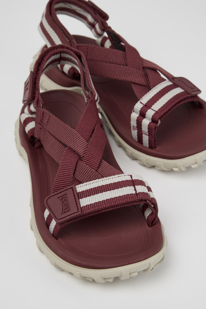 Close-up view of Drift Trail Sandal Burgundy Textile Sandals for Women.