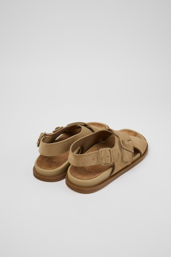 Back view of Lluc Sandal Brown Suede Leather Sandals for Women.