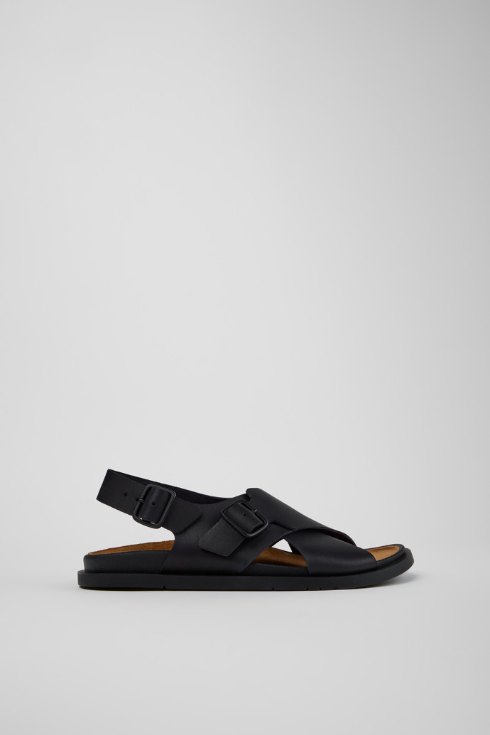 Side view of Lluc Sandal Black Leather Sandals for Women.