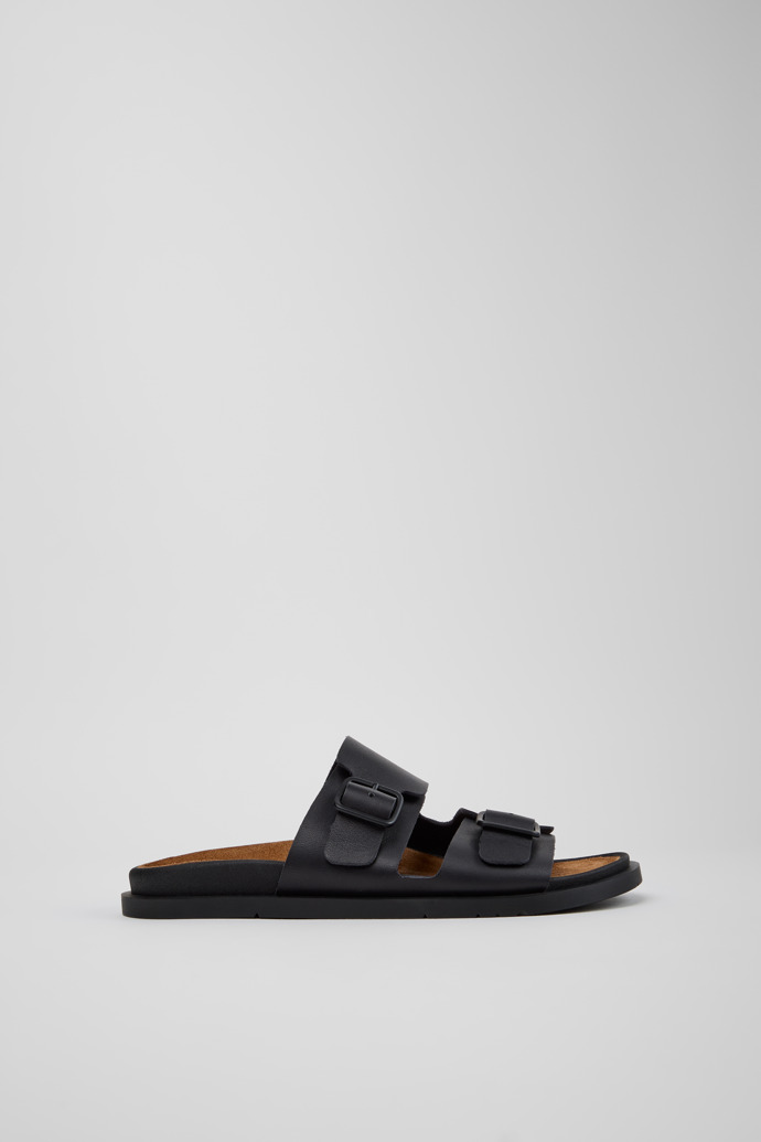 Side view of Lluc Sandal Black Leather Sandals for Women.