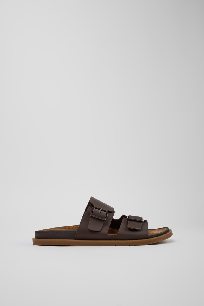 Side view of Lluc Sandal Brown Leather Sandals for Women.