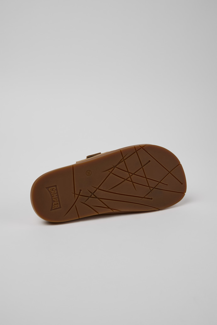 The soles of Lluc Sandal Brown Suede Sandals for Women.