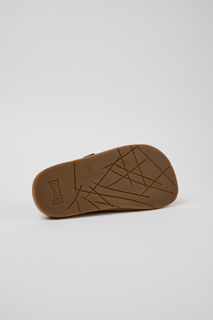 The soles of Lluc Sandal Green Suede Leather Sandals for Women.