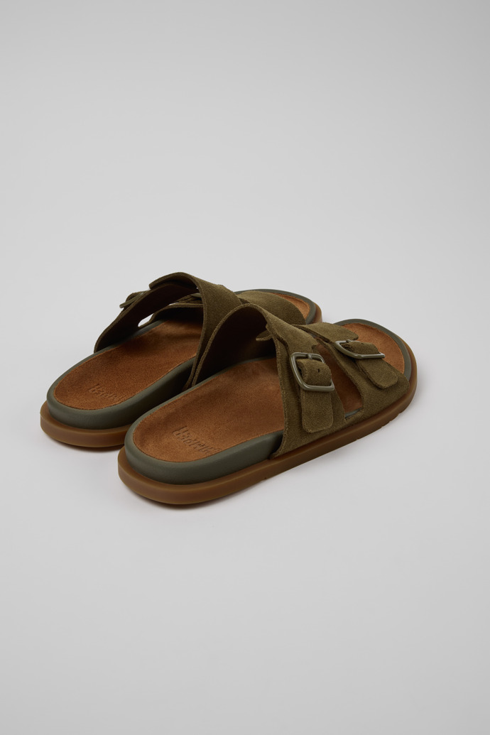 Back view of Lluc Sandal Green Suede Leather Sandals for Women.