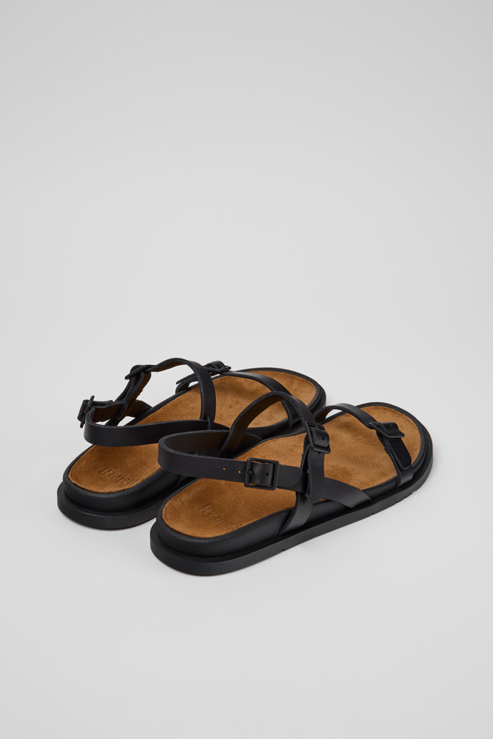 Back view of Lluc Sandal Black Leather Sandals for Women.