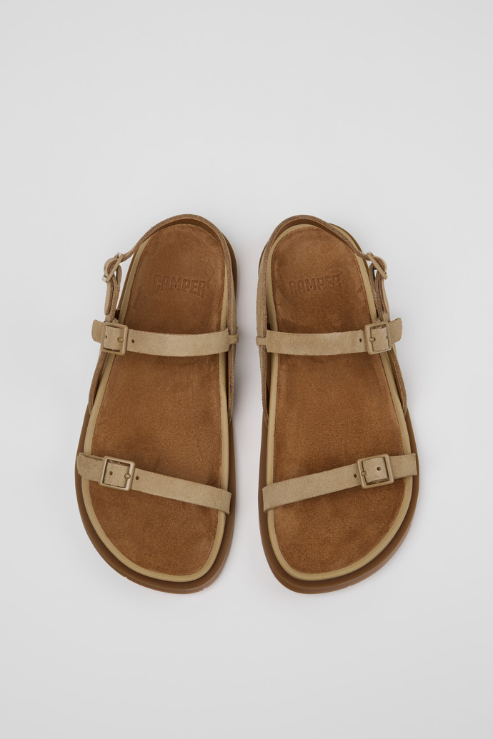 Lluc Sandal Sandalias de piel de ante marrones para mujer.