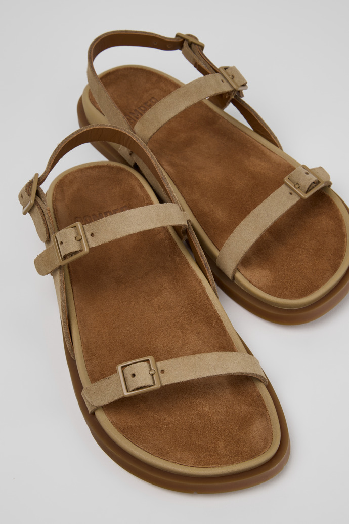 Lluc Sandal Sandalias de piel de ante marrones para mujer.