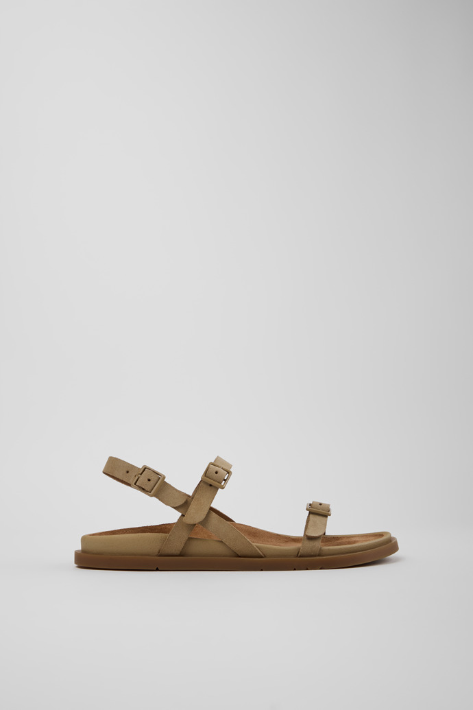 Lluc Sandal Sandalias de piel de ante marrones para mujer.
