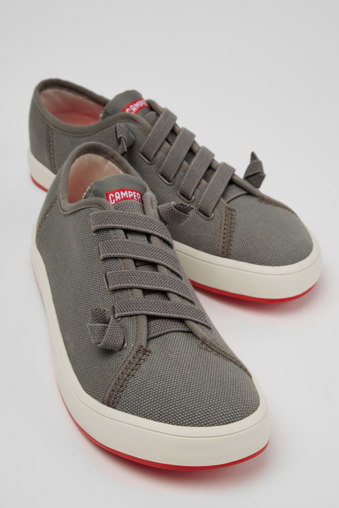 Close-up view of Peu Rambla II Gray Textile Sneakers for Women.