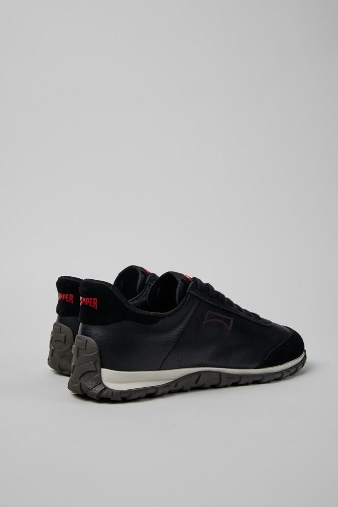 Back view of Drift Walk Black Leather and Nubuck Sneakers for Women.