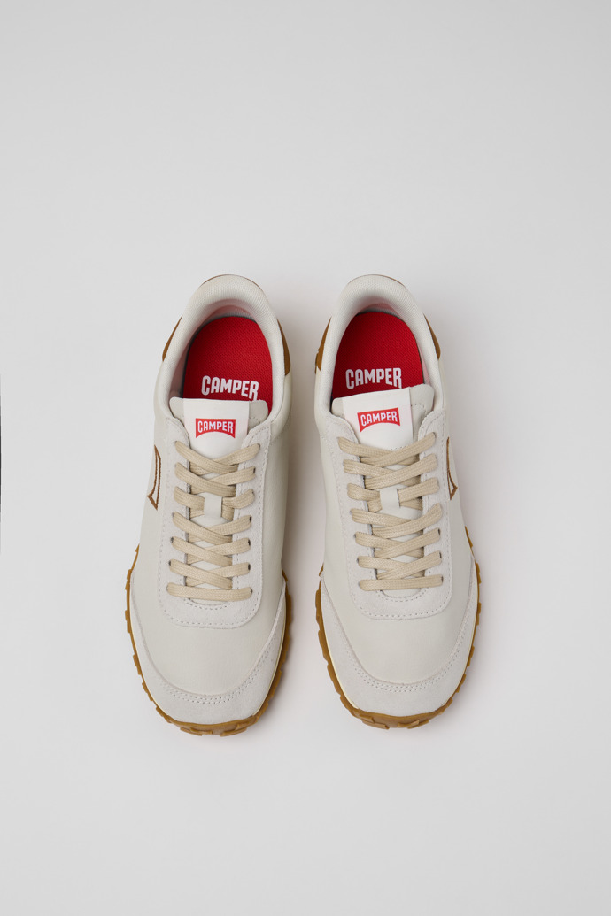 Drift Walk Weiße Sneaker aus ungefärbtem Leder und Nubuk für Damen.