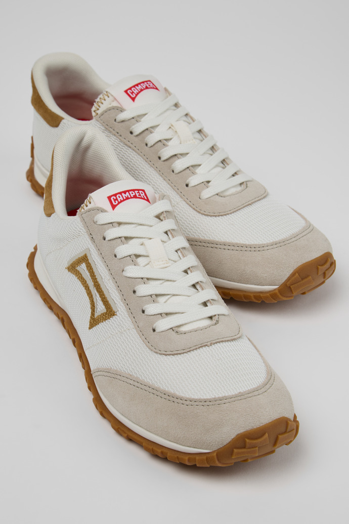 Close-up view of Drift Walk Multicolor Textile and Nubuck Leather Sneakers for Women.