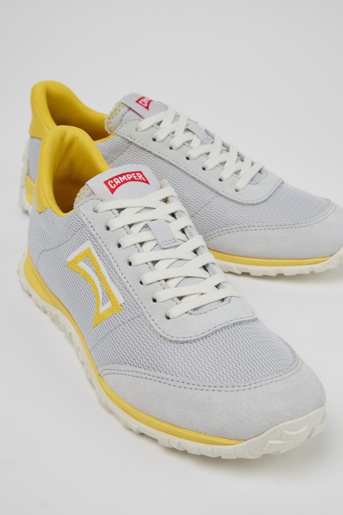 Close-up view of Drift Walk Multicolor Textile and Nubuck Leather Sneakers for Women.