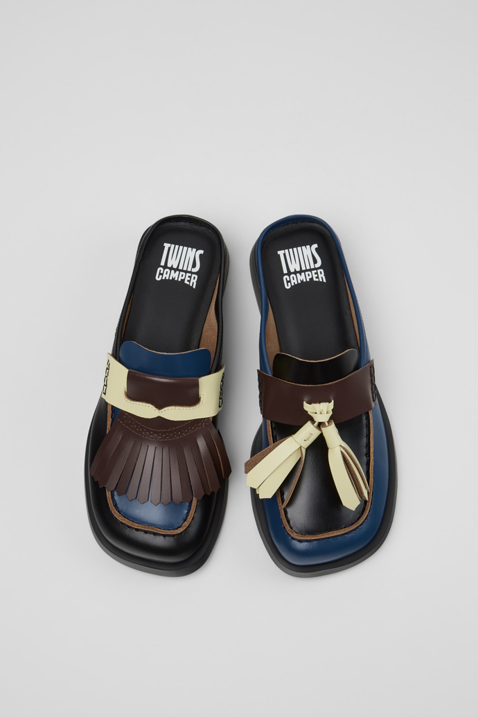 Overhead view of Twins Multicolor Leather Moccasins for Women.