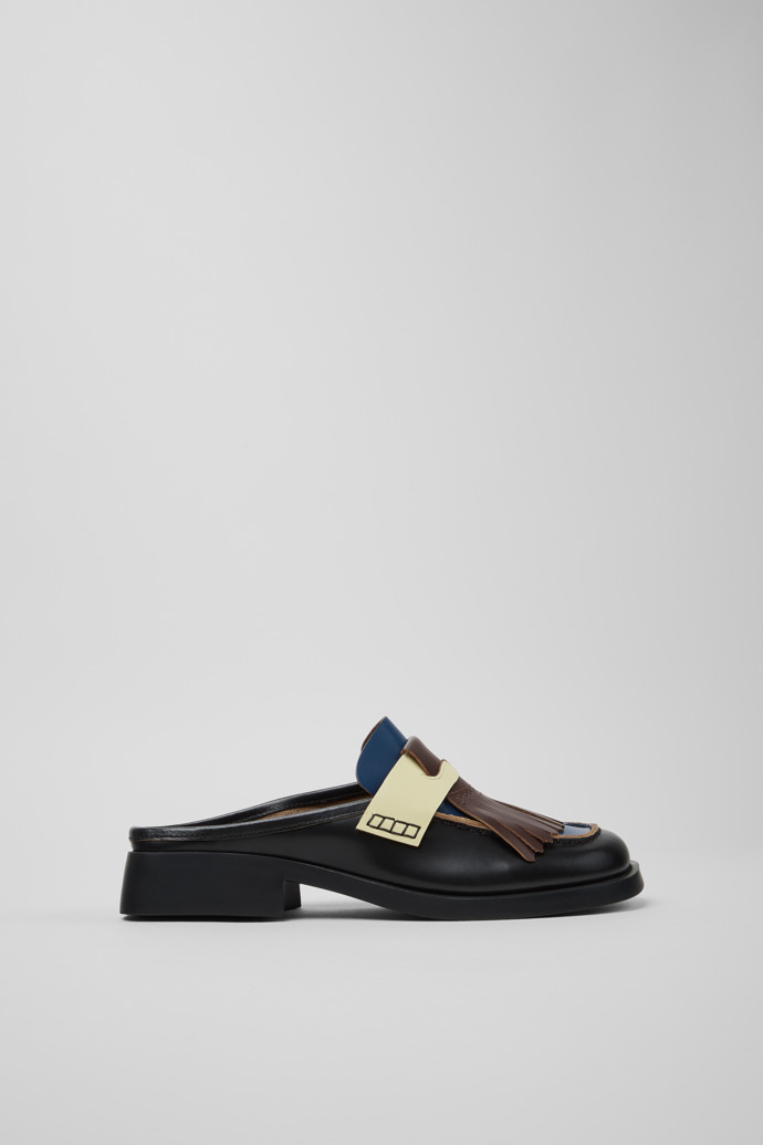 Side view of Twins Multicolor Leather Moccasins for Women.