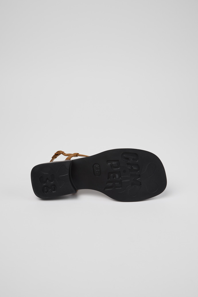 The soles of Dana Brown Nubuck Leather Sandals for Women.
