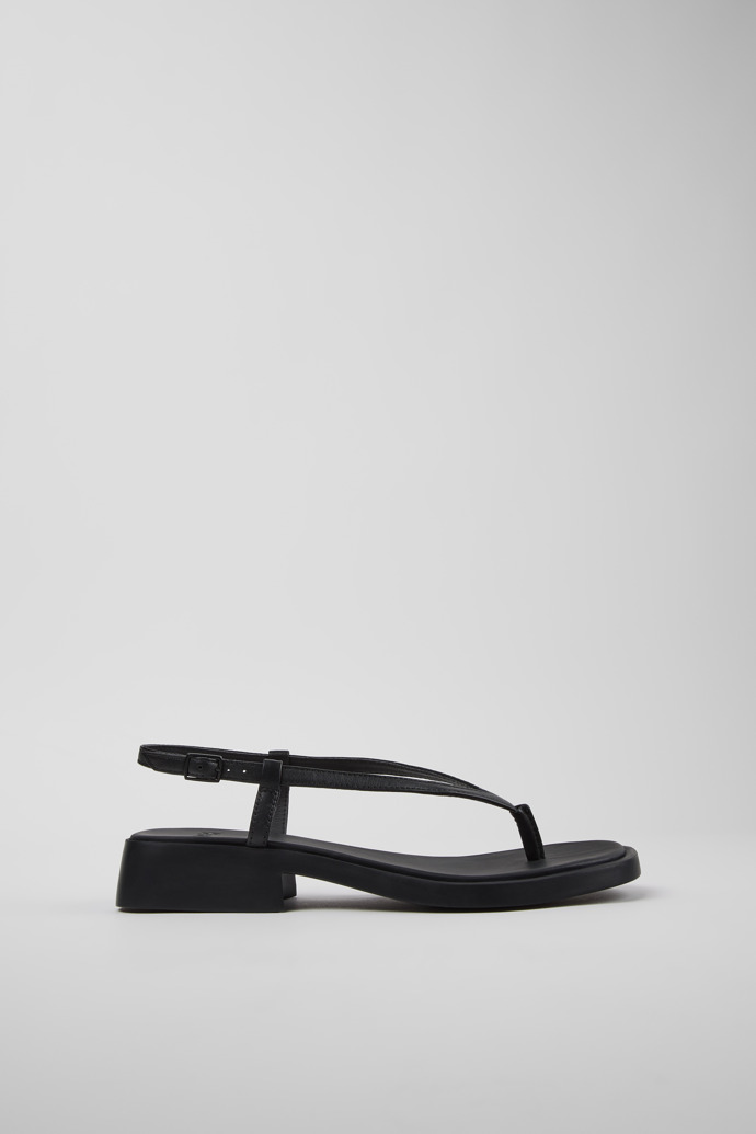 Side view of Dana Black Leather Sandals for Women.
