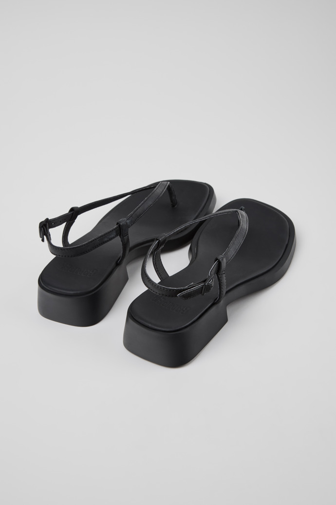 Back view of Dana Black Leather Sandals for Women.