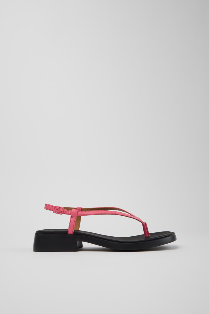 Side view of Dana Pink Leather Sandals for Women.