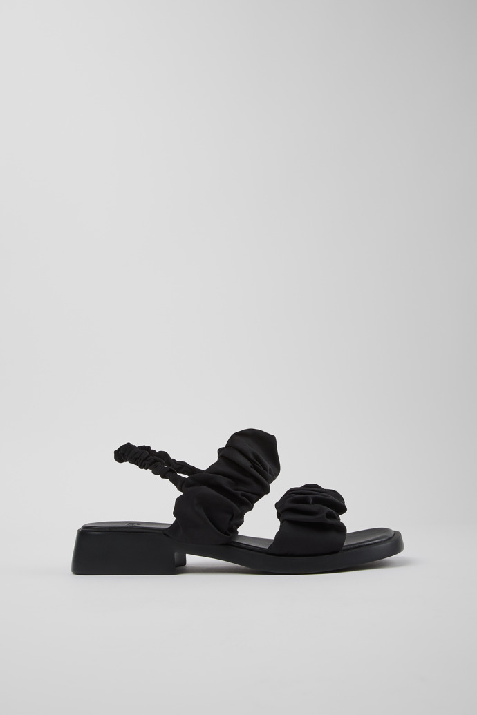 Side view of Dana Black Textile Sandals for Women.