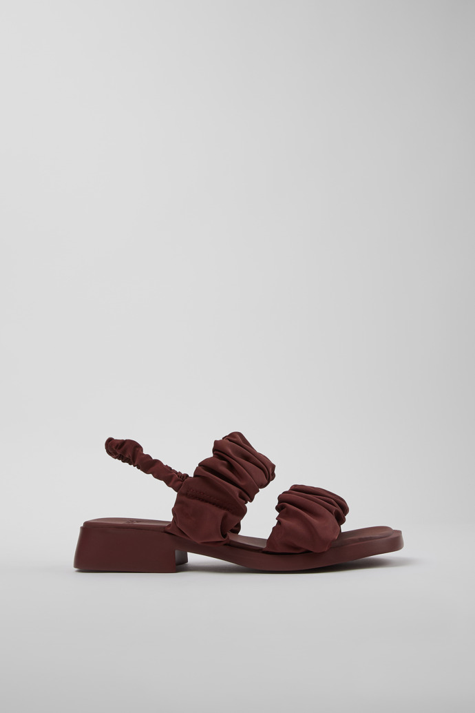 Side view of Dana Burgundy Textile Sandals for Women.