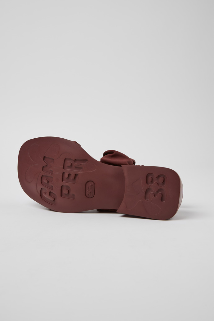 The soles of Dana Burgundy Textile Sandals for Women.