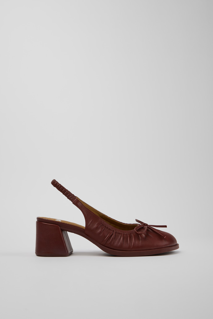 Side view of Kora Burgundy Leather Semi-Open Shoes for Women.