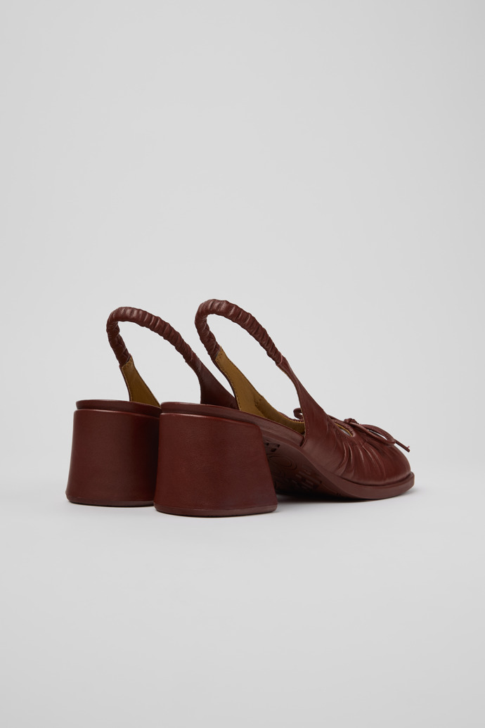 Back view of Kora Burgundy Leather Semi-Open Shoes for Women.