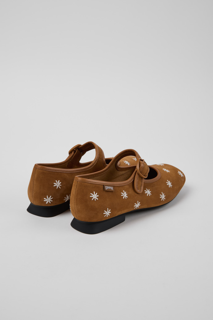 Back view of Casi Myra Brown Nubuck and Leather Ballerinas for Women.