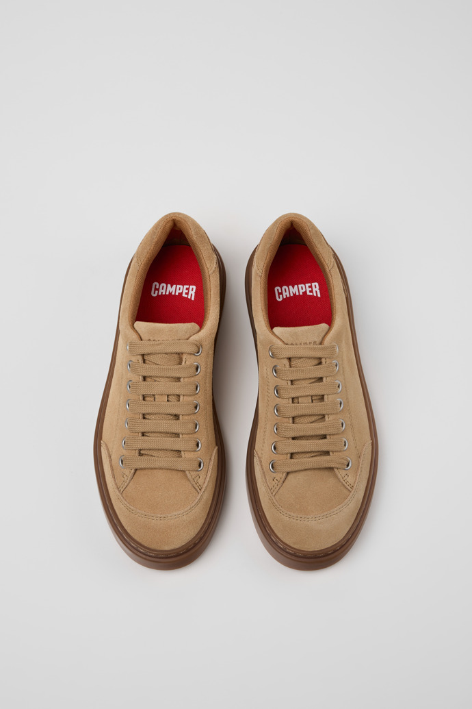 Overhead view of Runner Twentyfive Brown Suede Leather Sneakers for Women.