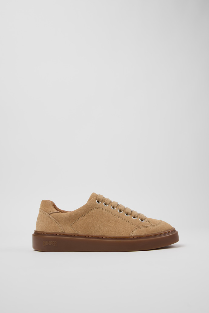 Side view of Runner Twentyfive Brown Suede Leather Sneakers for Women.
