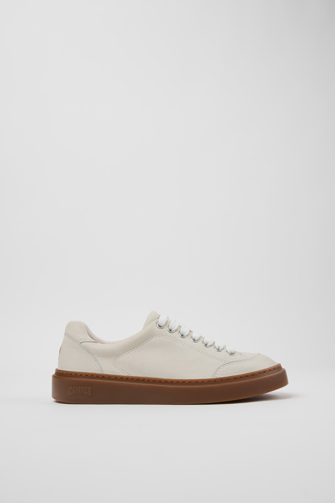 Side view of Runner Twentyfive White Leather Sneakers for Women.